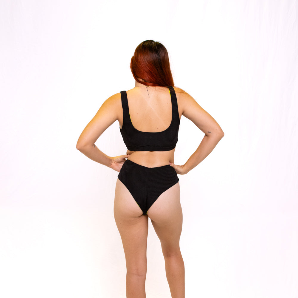 Tessa V Bottom - Black/Lime
