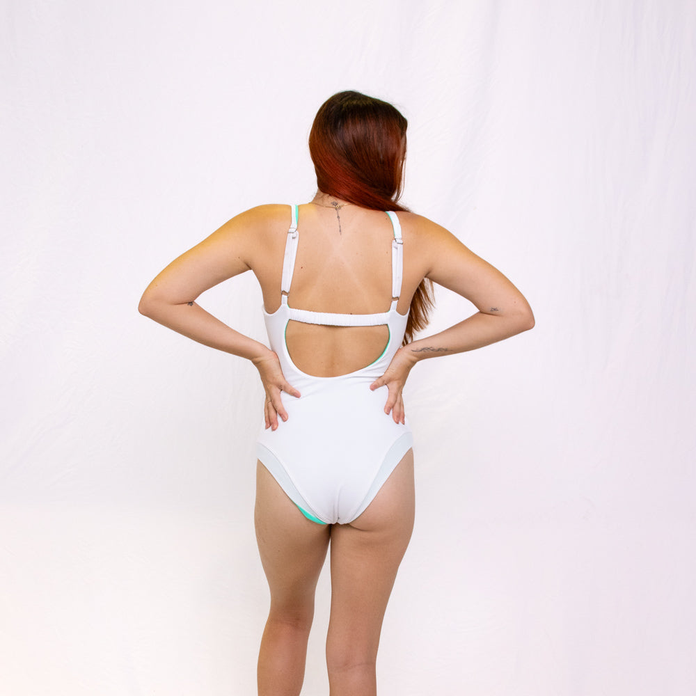 Julia One Piece - White/Jade