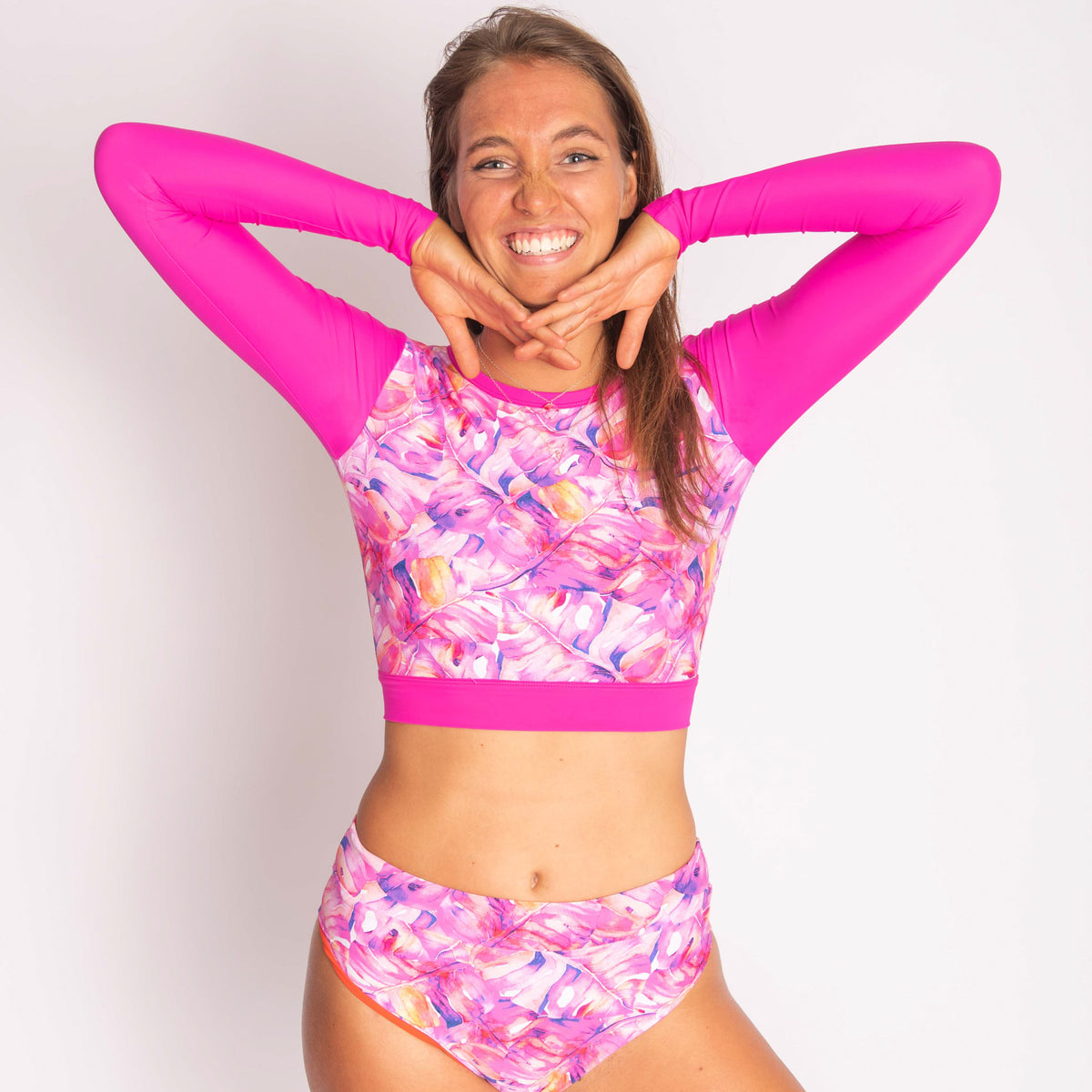 Talia Cropped Rashie - Tropical Sunset