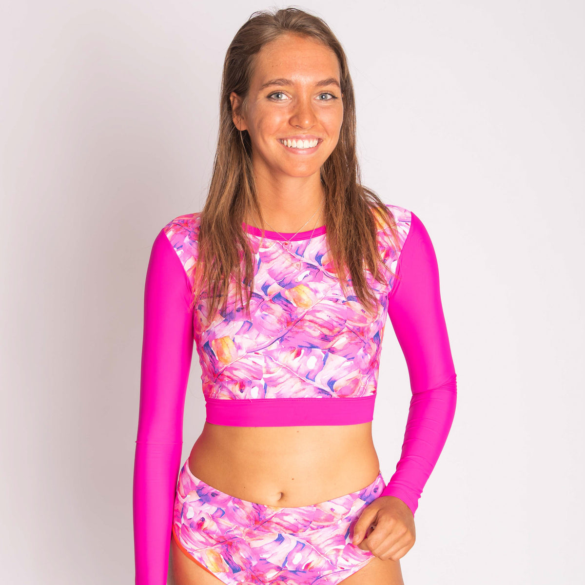 Talia Cropped Rashie - Tropical Sunset