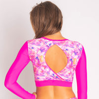 Talia Cropped Rashie - Tropical Sunset