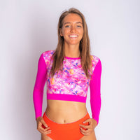 Talia Cropped Rashie - Tropical Sunset